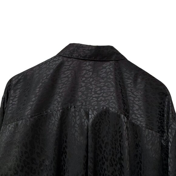 OLD NAVY Blouse Plus Size 2X Black Satin Leopard Long Sleeve Buttonup Shirt NWOT - Picture 5 of 11